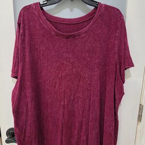 Torrid Women’s T-Shirt Maroon Acid Wash Plus Size 3X Casual Short Sleeve